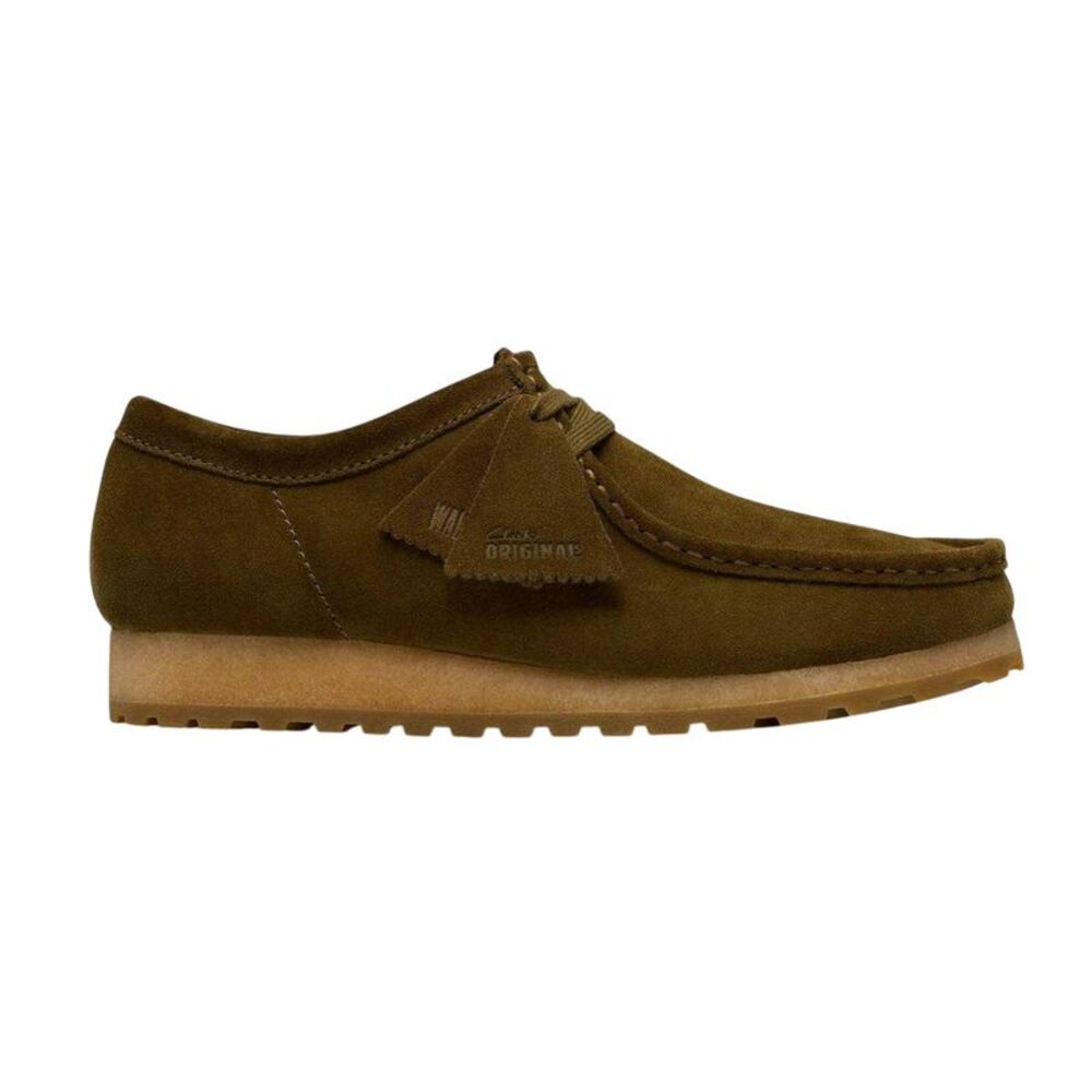 Clarks Originals Mens Wallabee Suede Flat Boat Shoes / Green